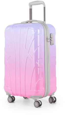 suitline - Handgepäck Hartschalen-Koffer Koffer Trolley Rollkoffer Reisekoffer, TSA, 55 cm, ca. 34 Liter, PC glänzend, Gradient Design Verlauf, Sakura