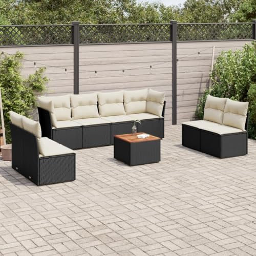SECOLI Conjunto de muebles de jardín de ratán con espacio de almacenamiento, XXL, muebles de terraza, sofá de salón, grupo de asientos de ratán, muebles de esquina, juego de muebles de balcón, color