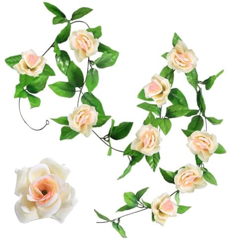 YALiya Künstliche Blumen 2.3M, Girlande Rosengirlande, Hängende Pflanze Rosen Girlanden, Kunstblumen Girlande, Deko Weihnachten, für Hochzeit, Party, Garten, Dekor, Weihnachten (Enthält 9 Blumen)