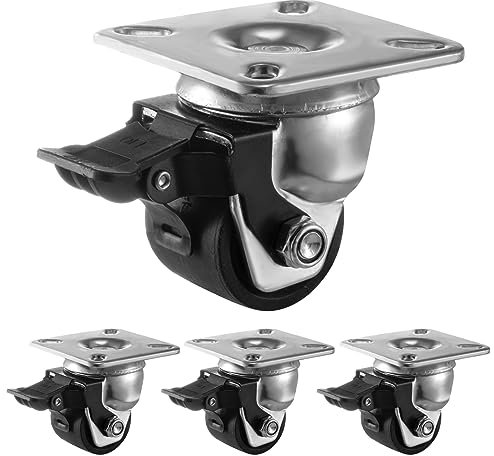 Humagineer 50mm Ruedas para Muebles Pesados, Nylon Bajo Centro de Gravedad Ruedas Carga 1000KG, 360 Grados Ruedas Giratorias con Freno, Ruedas para Mover Muebles, Mesa de Centro, Taller, Set de 4