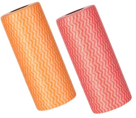 LALADEFIEE 2 Rollen Waffelgewebe-geschirrtücher für Die Küche Geschirrtücher Zum Abwaschen Effiziente Reinigung Vlies-einweg-küchentücher Rot/orange