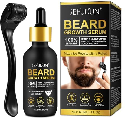 Kit de croissance de la barbe, sérum de croissance des cheveux avec rouleau