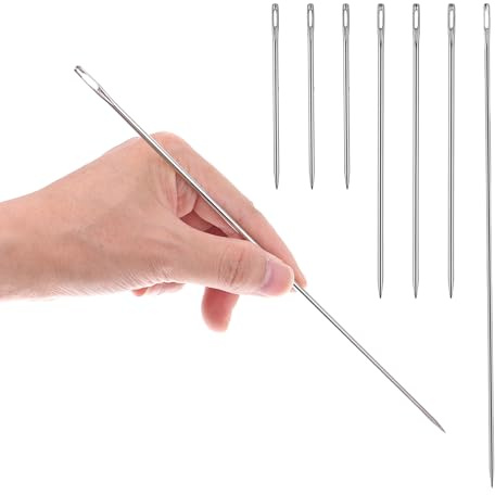 Gjinxi Agujas De Tapicería 7 Unidades Extra Largas Y Grandes Con Ojal Grande Para Reparación De Cuero Y Lona Agujas De Coser Profesionales Para Tapicería Y Proyectos De Manualidades 3/5/10
