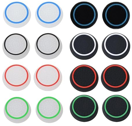 Ryaupy Lot de 16 Capuchons de Pouce pour Manette PS5, Capuchons de Joystick en Silicone pour PS4/PS5/Xbox One Series X/S, poignées de Pouce précises avec Protection, Accessoires de Manette
