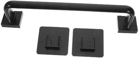Mipcase Barre Porte Serviette Salle de Bain sans Perçage en PP Noir, Installation Facile sans Dommage Mural, pour Balcon Cuisine
