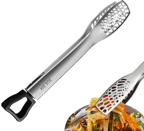 Pinze da cucina, 29 cm, in acciaio inox, con chiusura a, facile presa, robusta pinzetta antiaderente, per pane, bistecca, insalata, barbecue, feste
