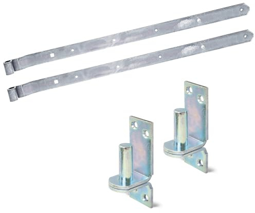 siwitec Ladenband 783,5 mm gekröpft/abger, 2er Set mit engen Kloben, Ø16 mm, witterungsbeständig, Torband, Türband Gartentor, Torscharnier