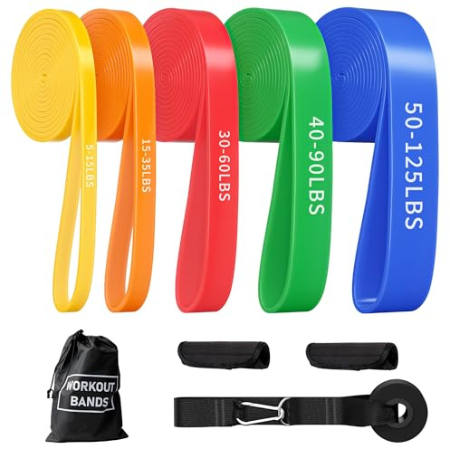 Resistance Bands 5 Level Exercise Bands for Working Out Resistance Bands Set Pull Up Assistance Bands Workout Bands Stretching Bands for Men Women Home Gym Strength Training Fitness
