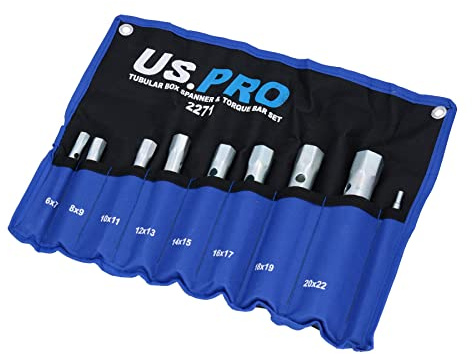 Metric Box Spanner Wrench Tubular Torque Bar Set Plug Sockets 8pc 6-22mm
