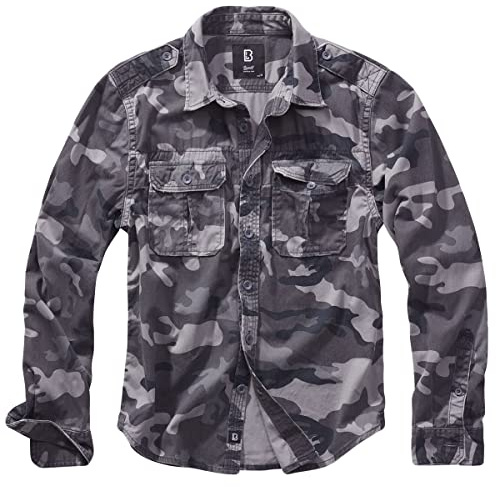Brandit Vintage Shirt Long Sleeve, color: grey camo, size: XXL