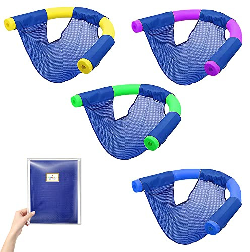 The Dreidel Company Pool Noodle Mesh Chair for Floating Pool Noodle, Only Swimming Net Lounge Chair Seat, Great for Water Relaxation (4-Pack)