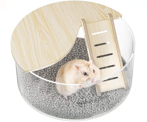 BUCATSTATE Hamster-Sandbad-Container – Acryl-Dusch- und Grabungsraum-Katzenklo für Mäuse, Lemminge, Rennmäuse (kreisförmig)