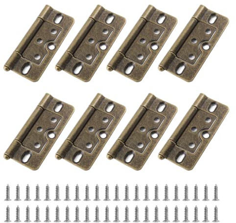 Auvotuis 8Pcs 3Inch Bronze Non-Mortise Door Hinges