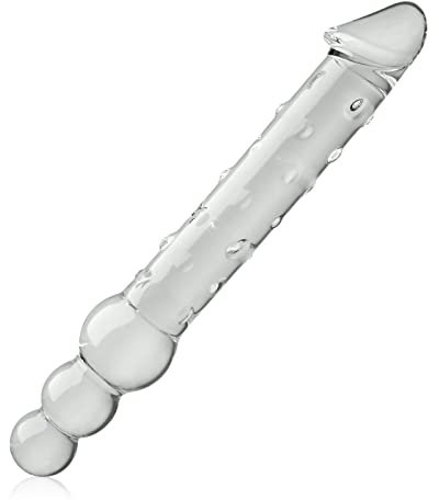 Doppio dildo di vetro per le donne, SXOVO Dildo realistico di vetro Dildo anale di cristallo Plug anale del pene Buttplug G-spot Stimolatore di masturbazione SM Toys per uomini donne (M)