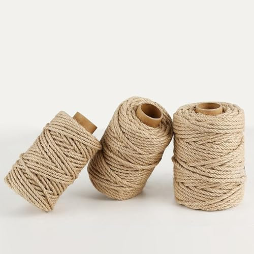 Cuerda de yute gruesa, cuerda de sisal para manualidades, decoración de adornos, jardín, flor, paquete de manualidades (1,5 mm x 400 m)