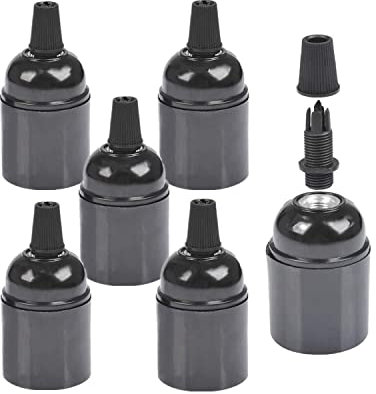 Lrtzizy Lot de 6 Douilles en BakéLite E26 / E27 Douille de LumièRe Douille D'Ampoule Vintage ES Douille à Vis pour Plafond/Suspension/Plancher