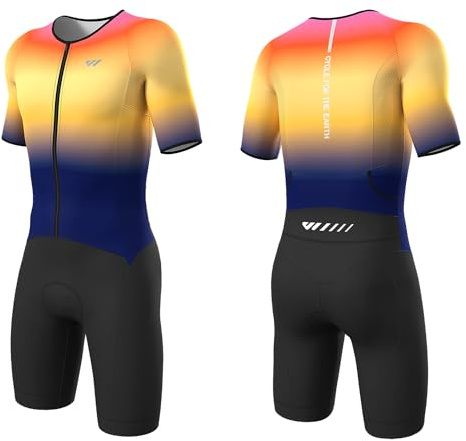 Lo.gas Herr Pro Trisuit kortärmad triathlondräkt för tävlingar och triathlon-tävlingar – triathlon-dräkt för män, Orange 1 (köp en storlek större), XL