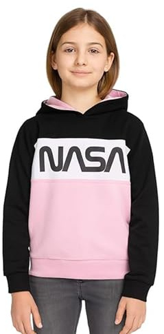 United Labels NASA - Felpa con cappuccio per bambine, con cappuccio, colore nero/rosa, nero/rosa, 134 cm-140 cm
