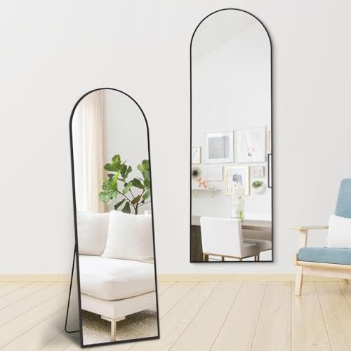SensaHome Ganzkörperspiegel – Wandspiegel im minimalistischen Design – Standspiegel mit Metallkante – Schwarz – 160 x 60 x 4 cm