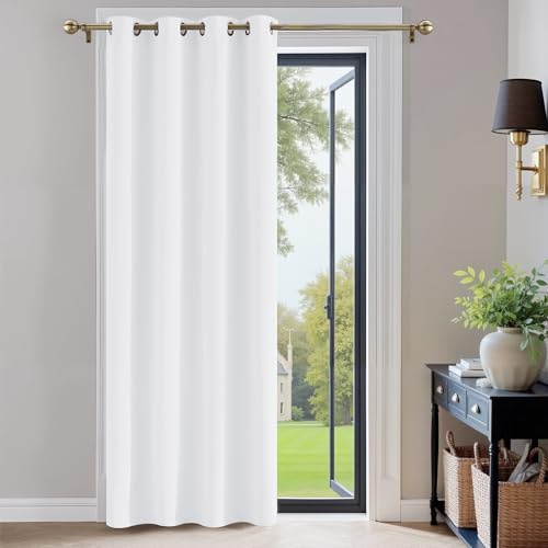 PONY DANCE 84 inch Drop Curtains - Door Curtain Blackout Thermal for Bedroom Window Treatment for Children's Room Decor Living Room, One Piece, Wide 52 - Long 84 Inch, Pure White