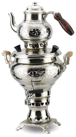 Handcrafted Copper Samovar – 1.4 Quart (1.3 Liters) with Elegant Engravings