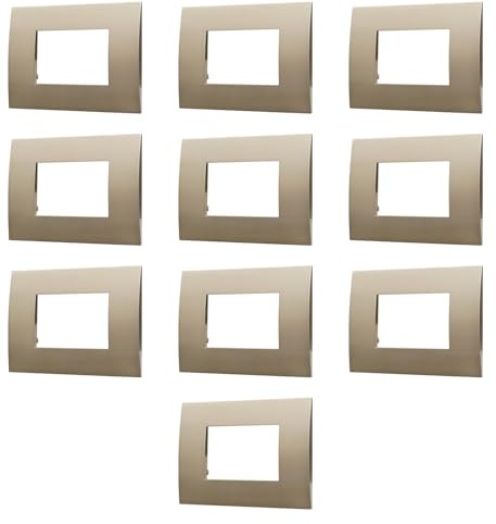 10 Placche, 3 moduli/posti, Compatibile Con Vimar Arke', bronzo, Placca rettangolari squadrate, Plastica di alta qualità, 100% compatibile con supporti e moduli originali