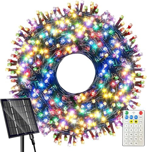 Yorezcop Guirlande Lumineuse Exterieure Solaire - 42M - 400 LED - 19 Modes Guirlande Solaire Exterieur - Étanche IP65 - Guirlande Exterieur pour Balcon, Gardin, Sapin de Noël - Fête (couleur)