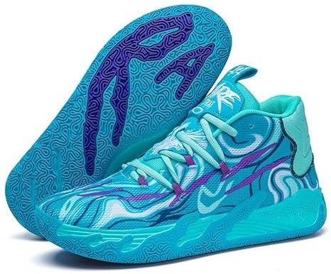 Bolognifi Unisex basketsneakers Andas atletiska skor med flerfärgsmatchande design, dynamisk dragkraft hela dagen komfort for inomhus/utomhusbanor Basketbollsutrustning(Blue,39 EU)