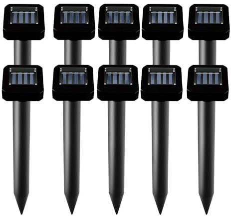 Solar-Powered Mole Repellent 10P Outdoor, Gopher Repellent for Lawn Garden Yard, Mole and Vole Repeller Waterproof, Effectively Repels Gophers Snake Black