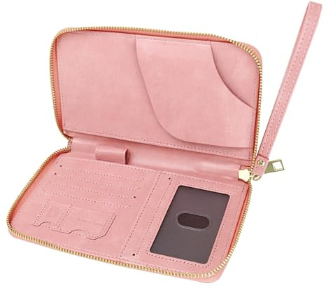 Porta passaporto da viaggio – Custodia per passaporto multi-card in pelle PU – organizer portatile impermeabile per biglietti di viaggio, documenti, denaro, uomini e donne, rosa, riferimento alla