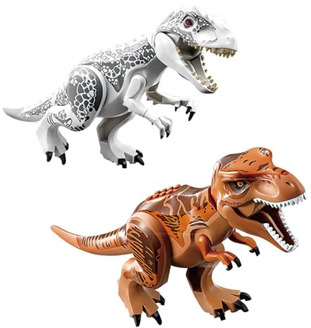 KFSCIP 2PCS Large Dinosaur Building Blocks, Dinosaur Park World Model Toy with Movable Jaw, Realistic Dinosaur Action Figure, DIY Construction Toy for Kids and Adults
