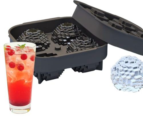 Qyljeiwred Golf Ball Ice Mold - 4 Golf Shapes Easy Release Freezer - Ice Ball Cube Mold,for Maker Cocktails Vodka Juice Fruit Jelly Chocolate Vanilla Sauce Pudding