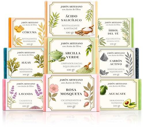 CABRERIZO SOAP Jabones Naturales Artesanos 9x100g. Set Jabones para regalar