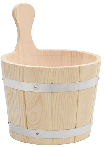 Lumanois Set de cubeta y cucharón para Sauna Madera Maciza de Pino, Casa y jardín Piscina y SPA Accesorios de Sauna, Marrón, 1.85kg