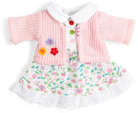 Bigjigs Toys Robe Rose à Fleurs & Gilet (Petit) | vêtements pour poupées Souples | vêtements & Accessoires pour poupées | Costume pour Jeu de rôle réaliste | Tenues & Robes | Cadeaux dès 2 Ans