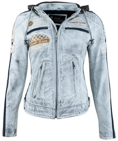 URBAN 5884 Motorradjacke Damen Mit Protektoren, Damenjacke aus Lammleder, Protektoren für Rücken, Schultern und Ellenbogen | Vintage Grau | M