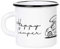 MUGSY Tasse en émail Happy Camper avec motif camping-car, 330 ml, tasse de camping, incassable, blanche