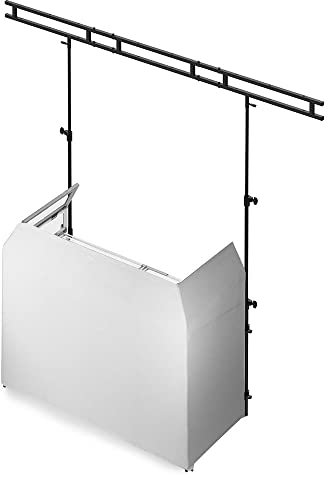 Vonyx DB3 DJ Pult, großer mobiler DJ Tisch klappbar, 146 x 73 x 132 cm, inklusive Tragetasche und weißer und schwarzer Husse DJ Booth, faltbar DJ Equipment, DJ Table, DJ Stand mit Husse