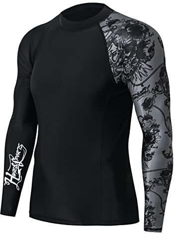 HUGE SPORTS Camisetas de Compresión para Hombre Rashguard Hombre Manga Larga Ropa Deportiva Secado Rápido (Piratería S)