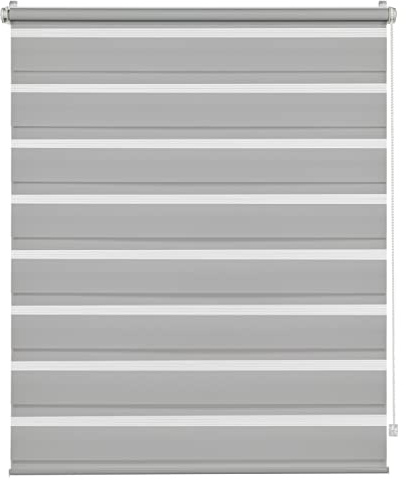 Deco Company Duo Klemmrollo, Doppelrollo, Rollo für Fenster ohne Bohren, Alle Montage-Teile inklusive, Polyester, Hellgrau, 85 x 150 cm