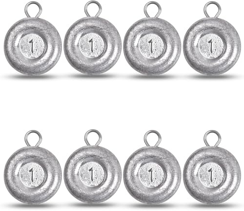 Disc Sinkers Fishing Weights, Coin Fishing Sinkers Weights Saltwater Surf Fishing Weights Bottom Drifting Trolling Catfishing Fishing Sinkers Saltwater Gear Tackle 1oz 2oz 3oz 4oz 5oz 6oz 8oz