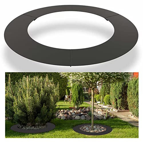 Ultiness® Mähroboter Baumring Rasenkante Mähkante für Bäume und Sträucher, grau (Stahl | Größe: Ø 90/120 cm)