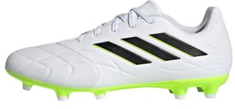 adidas Unisex Copa Pure.3 Firm Ground Boots Fußballschuhe, Cloud White/Core Black/Lucid Lemon, 42 2/3 EU