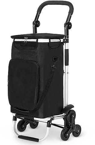 wuuhoo® Pro Einkaufstrolley Buddy - Klappbar und leicht - Thermo-Isolierung - wasserabweisend - 3-Räder-System - Aluminium schwarz