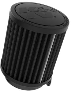 K&N Svart Dryflow luftfilter universellt rund 62 mm fläns, 89 mm ytterdiameter, 102 mm höjd (RU-3118HBK)