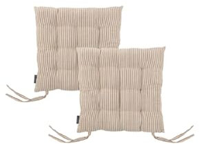 MAGMA Zwei Oslo Stuhlkissen Sitzkissen Polster dick robust gestreift dekorativ Sitzerhöhung Stuhlauflage Stripes 40 x 40 cm (Beige)
