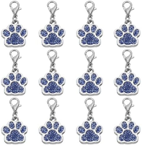 PATIKIL Dog Paw Crochet Stitch Markers, 12 Pack Metal Pendants Charm Knitting Markers Stitch Marker for Sewing Crocheting Jewelry Making, Blue