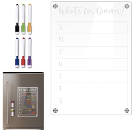 Samuliy Calendrier acrylique effaçable à sec, planificateur en acrylique transparent – Tableau de message, tableau en verre, tableau sans cadre, tableau blanc vierge portable en acrylique