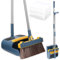 LEAZZLE Besen und Kehrschaufel Set mit Langem Stiel,180 Grad Drehbar Kehrmaschine und Kehrschaufel Combo, Broom and Dustpan Set Enthält 30 Stück elektrostatisches Staubpapier für Haus, Büro, Küche