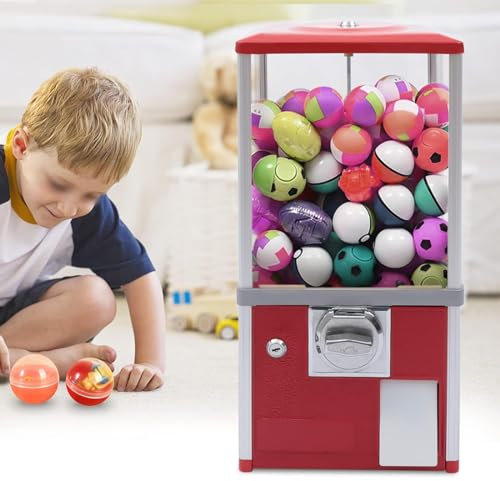 XCSCUK Verkaufsautomat, kommerzieller Kapselspender, Süßigkeitenautomat mit Münzschlitz, geeignet für Supermärkte, Parks (Red)